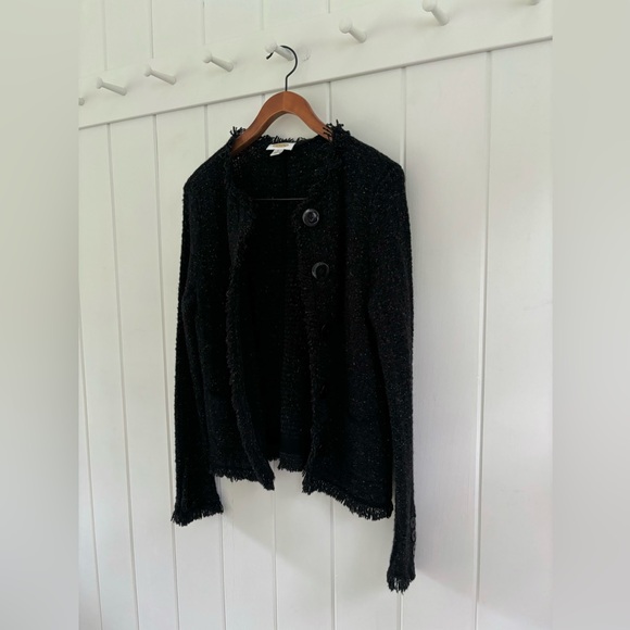 Vintage Talbots Cardigan Wool Alpaca Womens Small Grandmacore Cottagecore Fringe - Picture 6 of 10